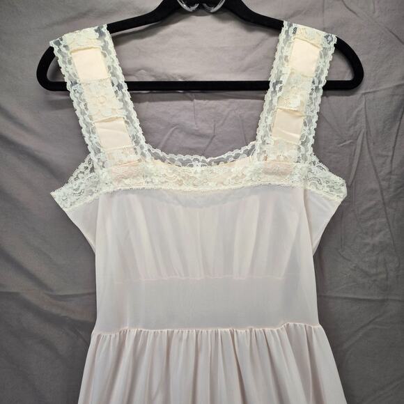 VTG Van Raalte Nightgown 32 S 50s White Chiffon Lace Babydoll Coquette Romantic - Picture 8 of 12